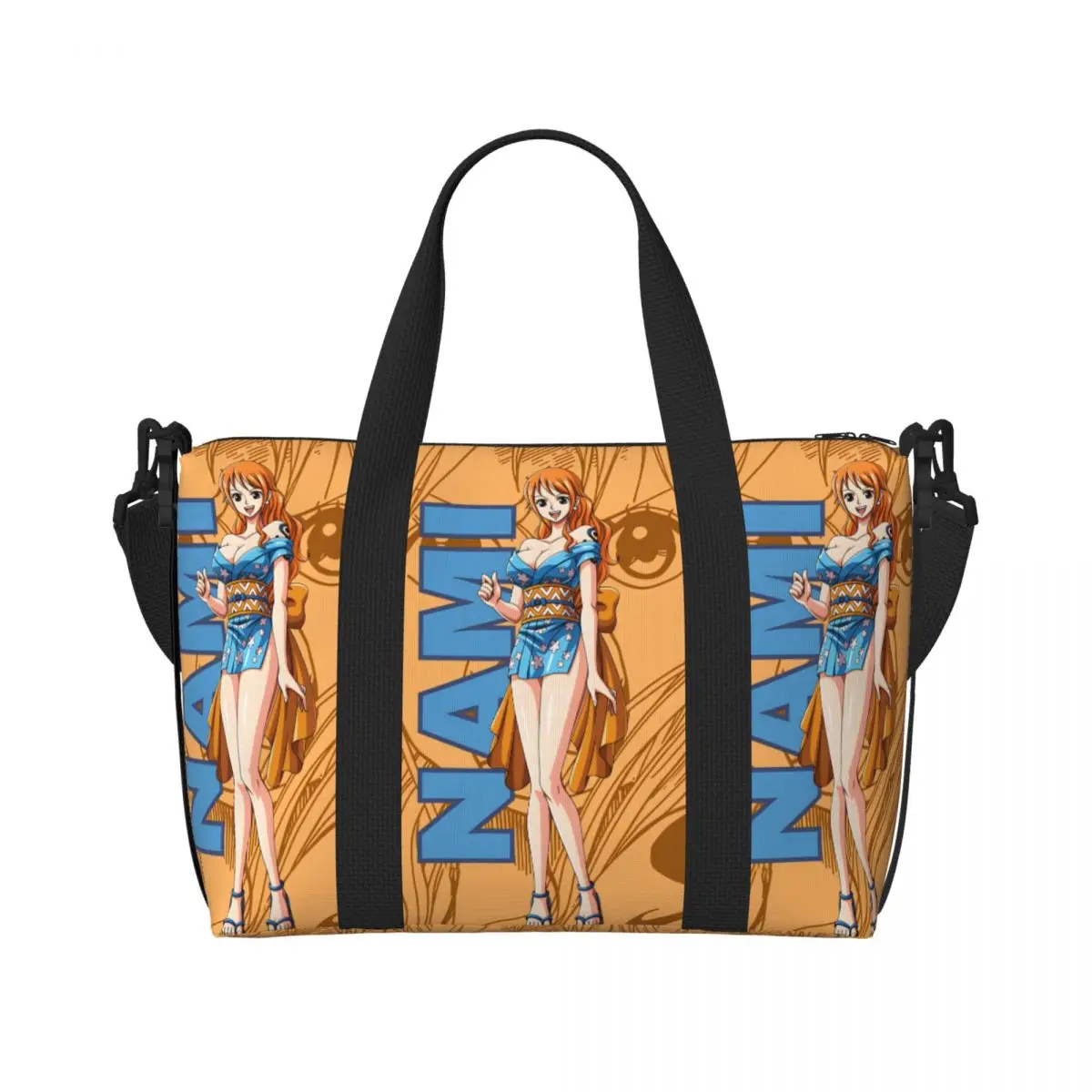 Maßgefertigte One Piece Namis Tragetasche für Frauen Große Kapazität Lustige Abenteuer-Anime-Comic Strand-Fitness-Reisetaschen