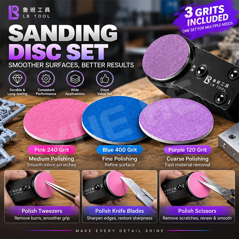 LB TOOL M25 mini 25mm Sanding Disc Set 120 240 400 Grit Round Polishing Pad For M25 mini Polisher Sanding Disc Replacement