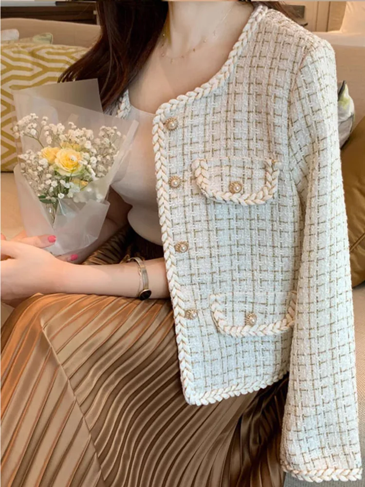 

Autumn Women Buttons Up Cardigan Coat Elegant Office Tweed Coat Long Sleeve Jacket Loose Outerwear For Women Winter Blazer 2025
