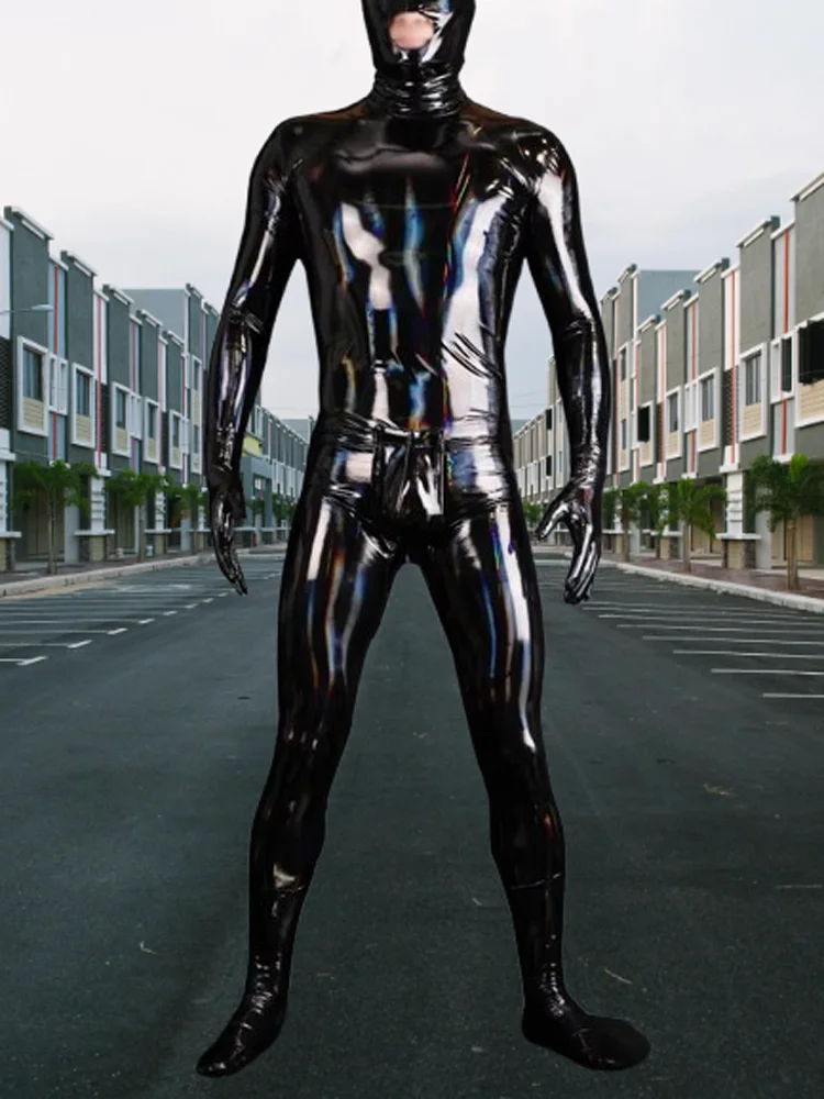 Men's Latex Ammonia Catsuit Sexy PVC Shiny Cosplay Full Body Jumpsuit High Elastic Club Zentai Man Bodysuit Sexiest Shaping Wear - Image 2