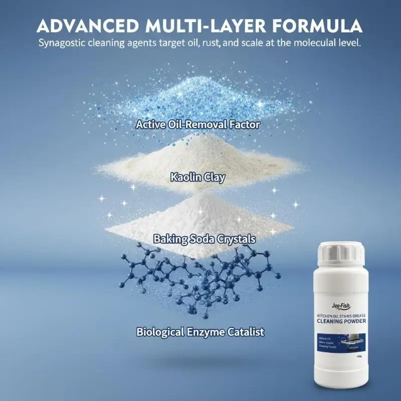 Powerful Kitchen Oil Stain Degreaser Cleaner Powder All Purpose Descaling and Odor Removal for Home Appliances