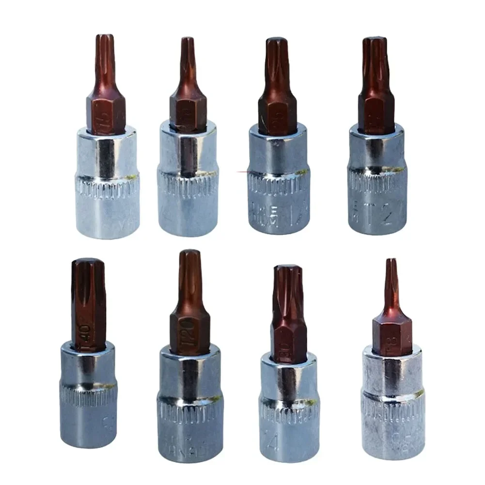 2pcs Torx Screwdriver Bit 1/4 Inch Drive Socket Ratchet Socket Wrench Adapter Hand Tools T8 T10 T15 T20 T25 T27 T30 T40