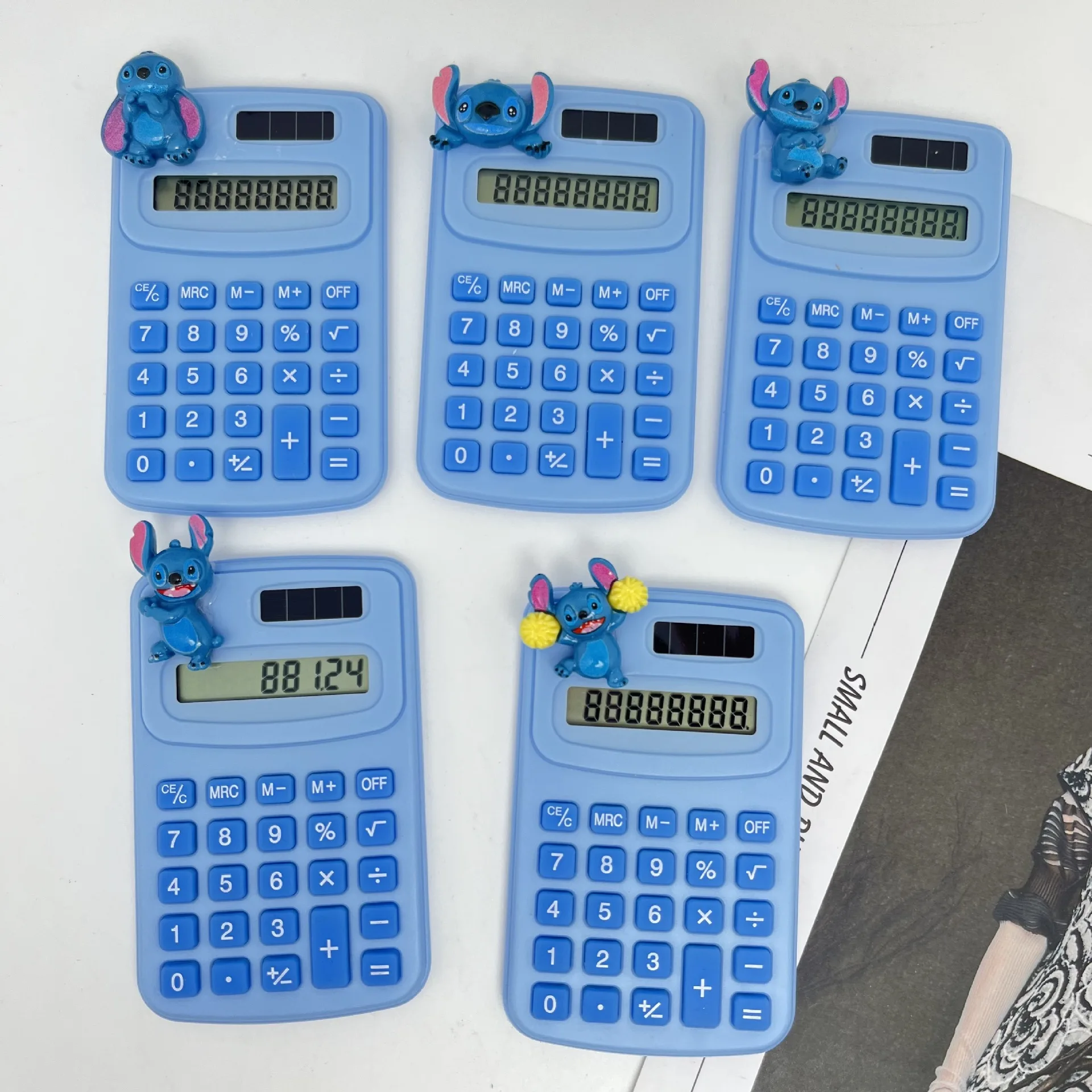 Disney Stitch Calculator Portable Solar Powered Cartoon Children Learning Stationery School Supplies Office Tools Childrens Gift