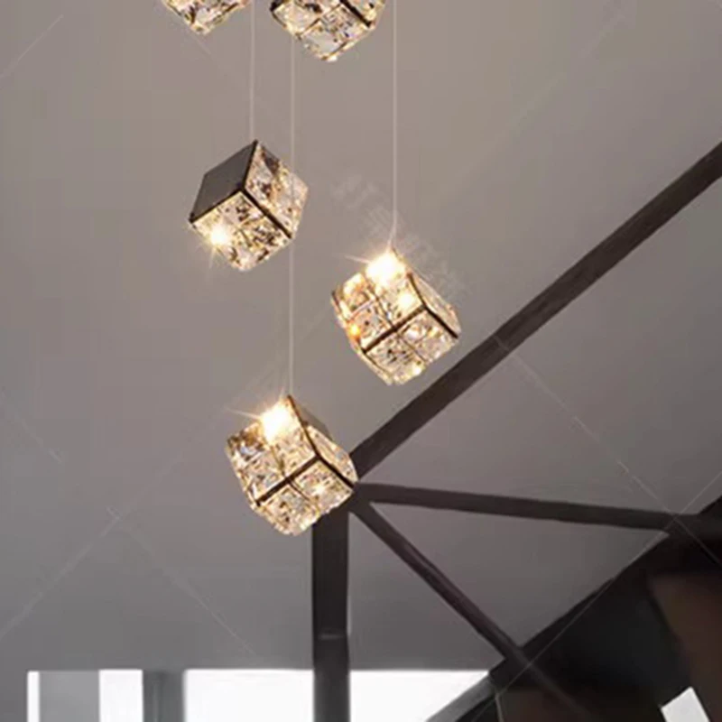 Candelabro de cristal para decoración del hogar, lámpara colgante para escalera, luces colgantes para sala de estar, iluminación interior