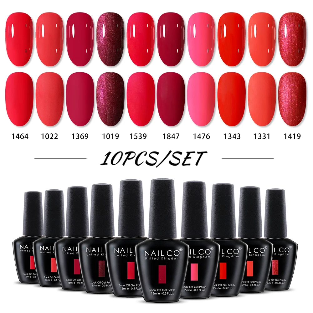 

NAILCO 15 мл Набор гель-лаков для ногтей 10 шт. Гибридные лаки для дизайна ногтей Маникюрный гель-лак Vernis Полуперманентный набор УФ-геля