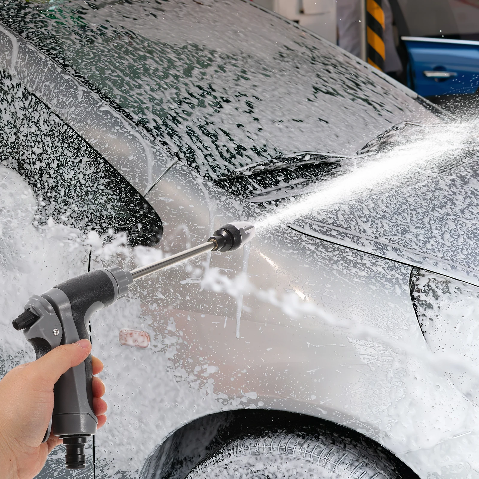 

High-pressure Washer Car Wash Water Gun Alloy Long Rod Ergonomic Handle Adjustable Flow Cleaner Handheld Pressure Cleaner Soft
