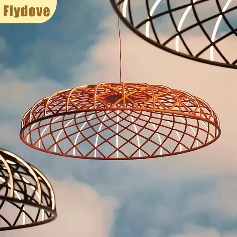 Designer Woven Mesh Art Eye Protection Led Pendant Creative Aesthetics Dining Room Bar Indoor Decorative Lighting Fixtures