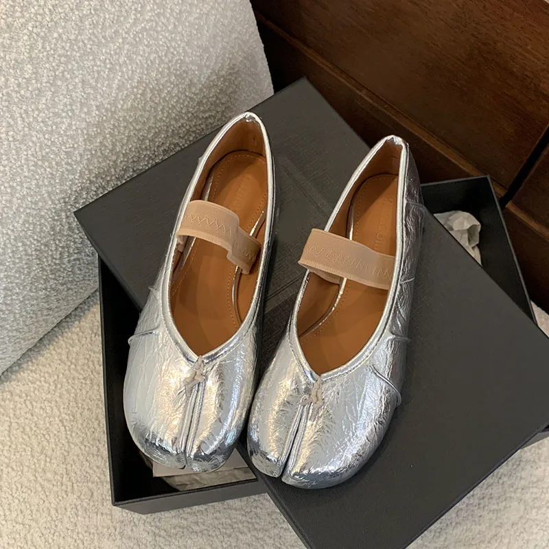 Zapatos planos de Ballet con banda elástica a la moda para mujer, calzado suave poco profundo para mujer, zapatos planos con punta extraña para mujer, zapatos Mary Jane Lolita