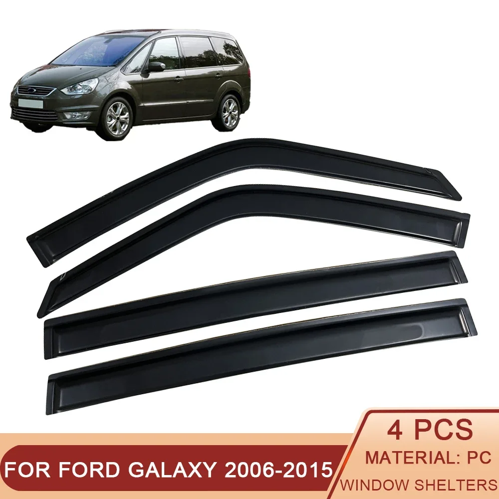 

For Ford Galaxy 2006-2015 5-Doors Auto Black Tinted Car Side Window Visor Guard Vent Awnings Shelters Rain Guard Door Ventvisor