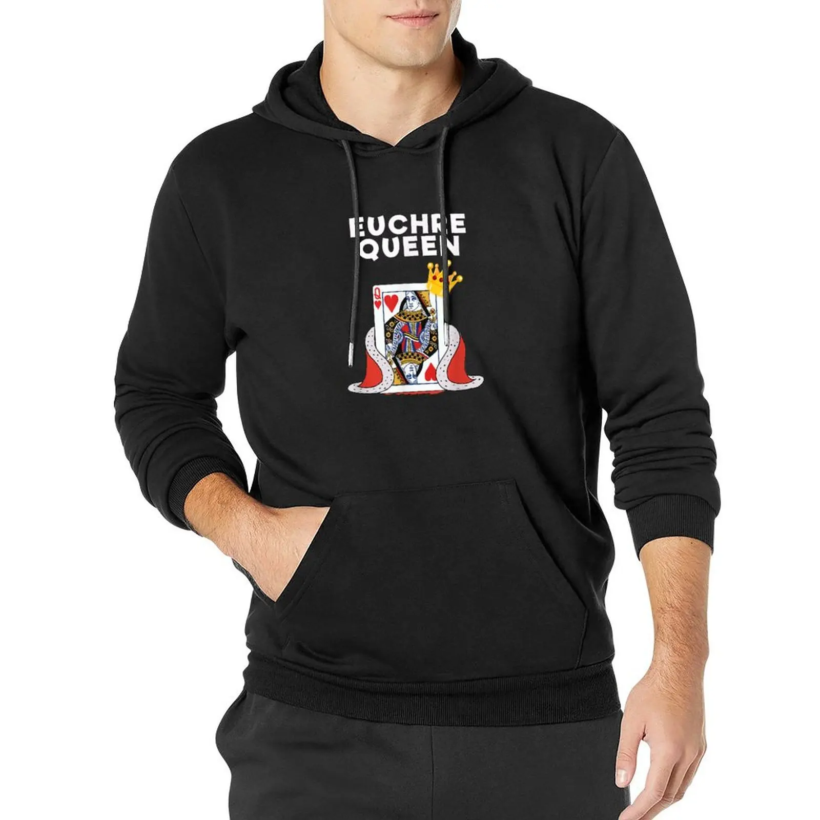 Euchre Queen Card Game Player, Funny Euchre Gamer Gift Pullover Hoodie male clothes men's clothes hoodie