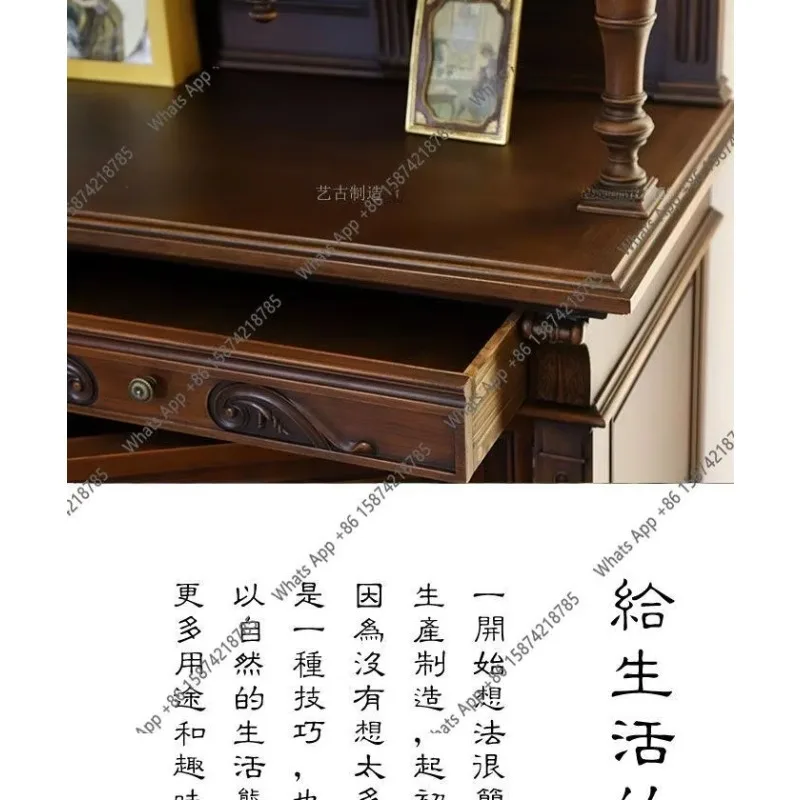 66 European French Medieval Solid Wood Tenon And Mortise Wine Cabinet Dining Side Cabinet Decorative Cabinet American Home Retro