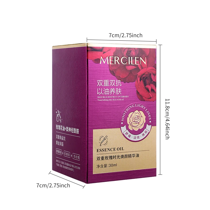 Mercilen Double Rose Time Revitalizing Essence Oil 30ml, Moisturizes, Nourishes, and Firms the Skin, Daily Facial Skin Care Essence, Makes Skin Look Younger, Contains Rose Essential Oil and Plant-Based Squalane, Suitable for All Skin Types