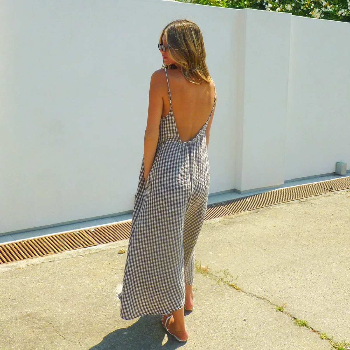 Vestidos 2025, novedad de verano para mujer, vestido holgado informal a cuadros con tirantes y espalda descubierta para mujer, Vestidos de estilo sencillo que combinan con todo para vacaciones