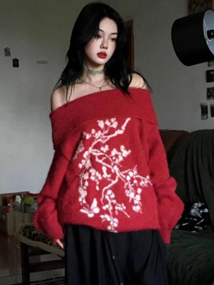 

Уличная одежда в консервативном стиле, повседневные вязаные свитера, винтажные кашемировые жаккардовые пуловеры с разрезом на шее, свободный универсальный трикотаж Y2k Aesthetic