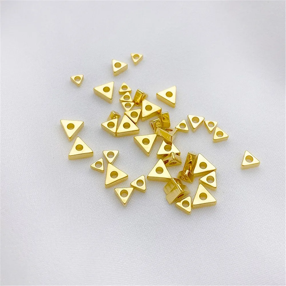 14K Gold-Color Triangle Small Broken Gold Partition Beads Loose Beads DIY Handmade Bracelet Spacer Jewelry Material Accessories