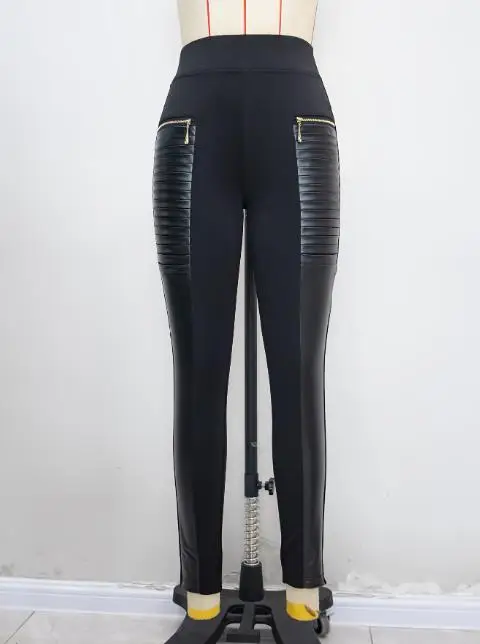 

Elegant Sexy Spring Autumn Hot Selling Personalized Women's Pants Heavy Duty Zipper Splicing Elastic High Waist Small Foot Pants