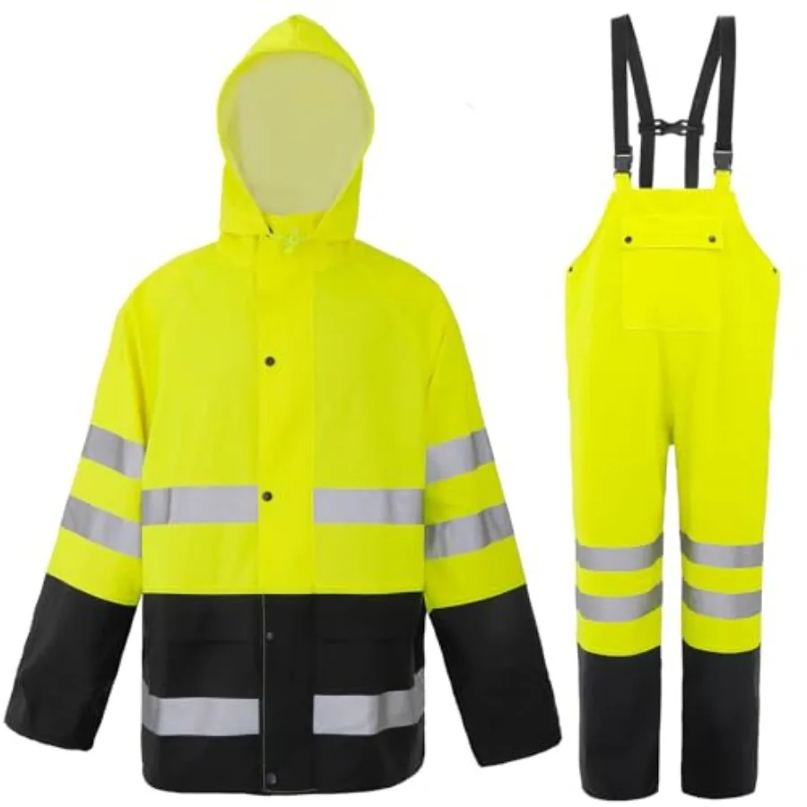 

Rain Suit For Men and Women Waterproof Heavy Duty Rain Gear Reflective Jacket for Fishing Outdoor Work Raincoats