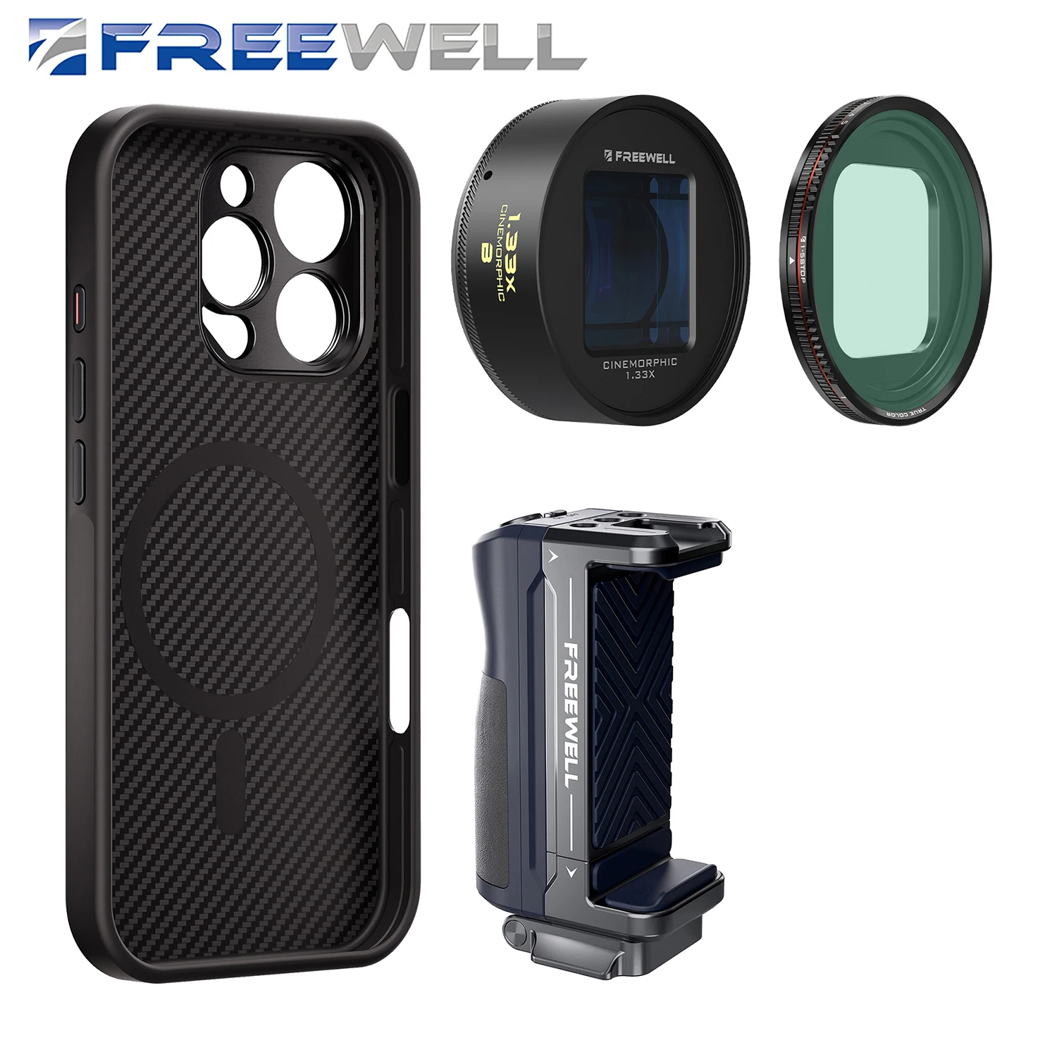 

Freewell Phone Photography Kit 17mm Mount iPhone Case and 1.33x Blue Anamorphic Lens Compatible iPhone 16/15/14/13 Pro & Pro Max