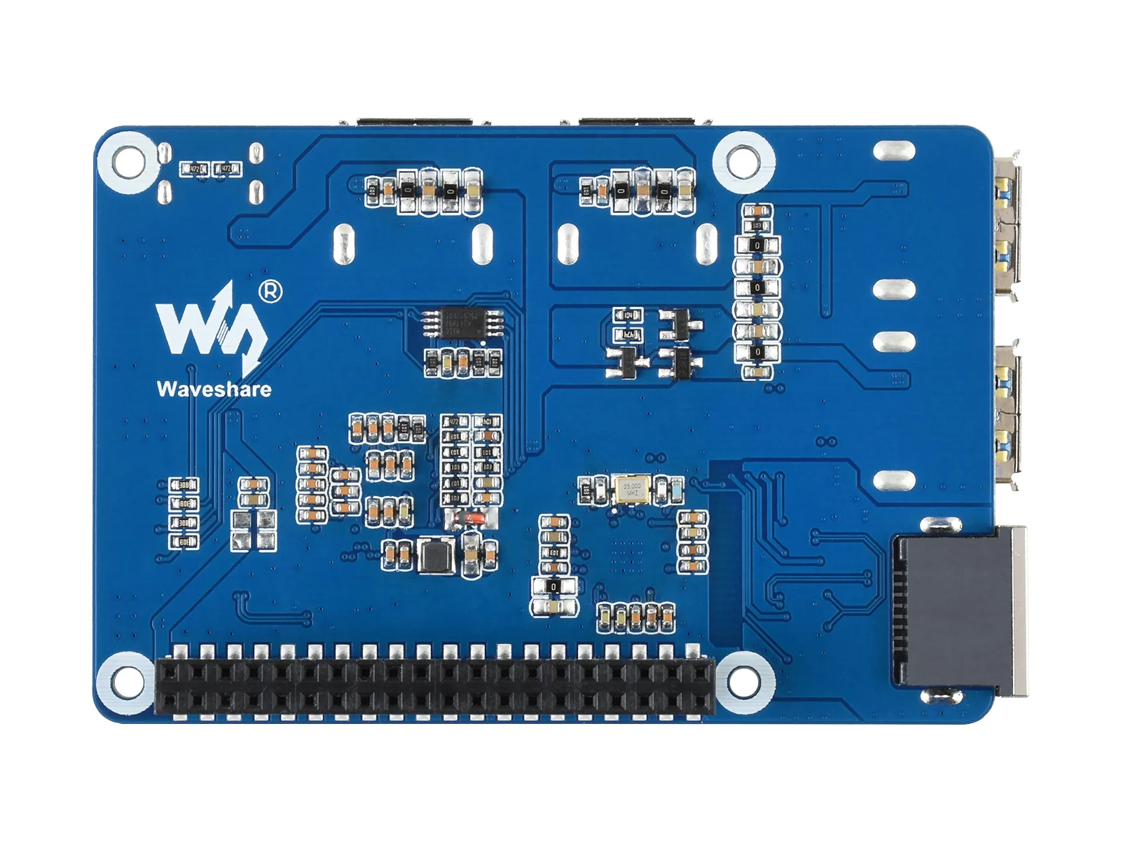 USB 3.2 Gen1 HUB Gigabit ETH HAT, USB 3.2 Gen1 i Gigabit Ethernet HUB HAT dla Raspberry Pi, 3x USB 3.2 Gen1, 1x Gigabit Ethernet