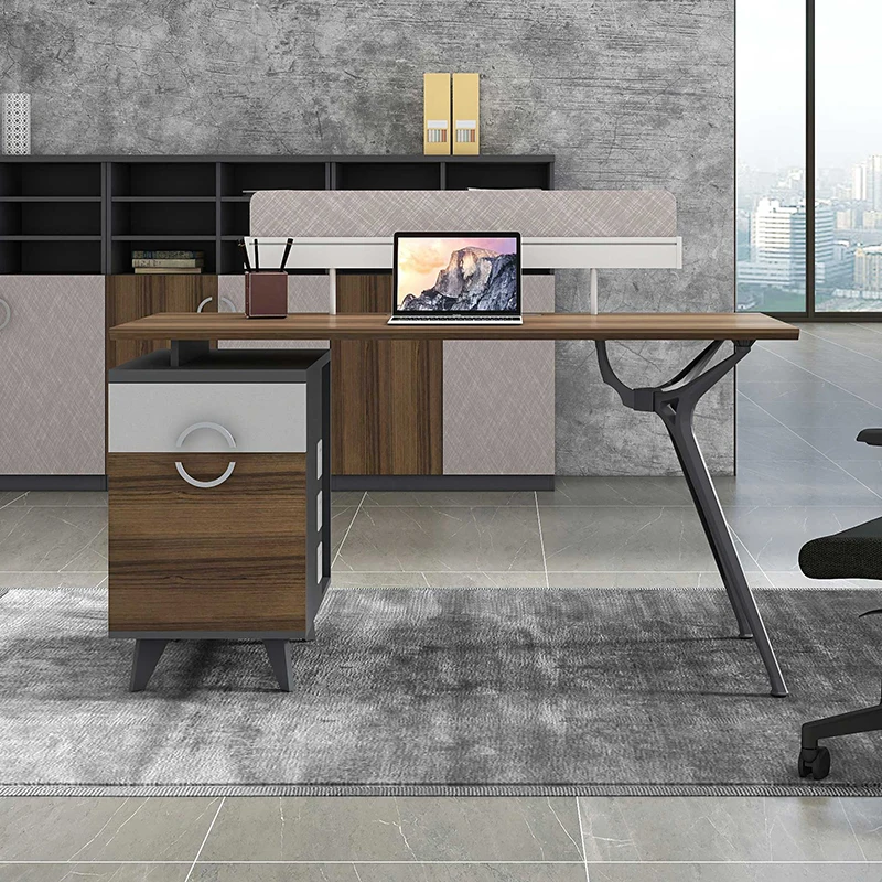 @#Practical Employee Desk Large Work Surface with Storage Drawers & CPU Stand Sturdy Office Table for Daily Work