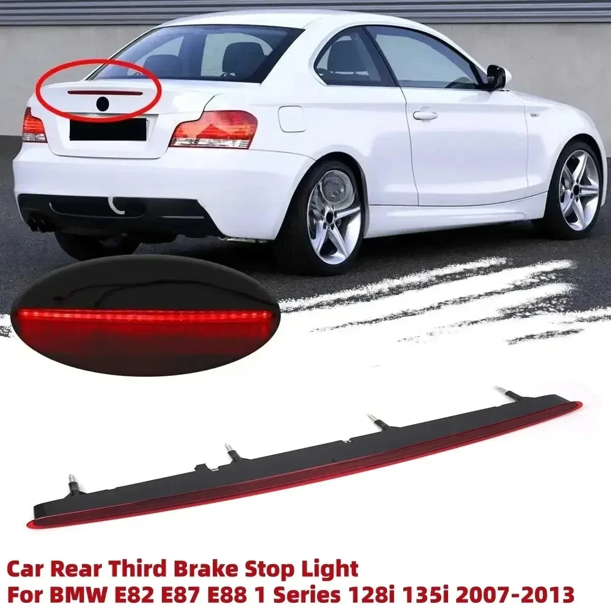1Pcs Red Car Rear Third Brake Stop Light For BMW E82 E87 E88 1 Series 128i 135i 2007-2013 LED Brake Lamp Brake Light 63257164978