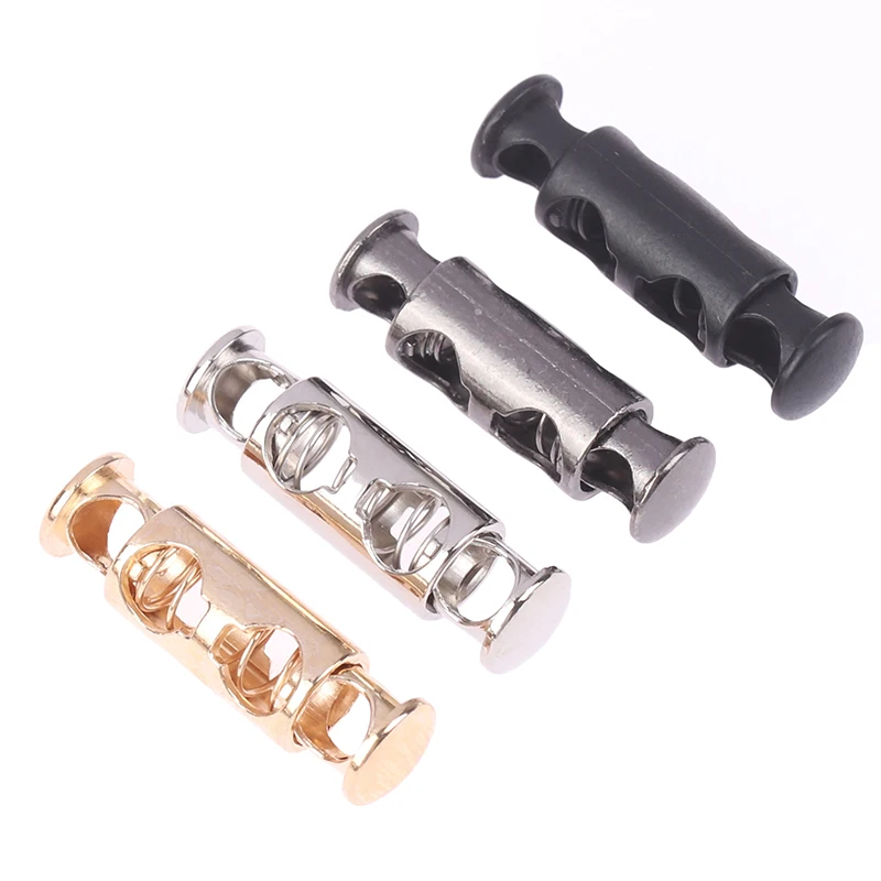 10Pcs Metal Double Hole Head Spring Buckle Cord Lock Elastic Adjustment Buckles Tightening Fasteners Locks Sewing Tools