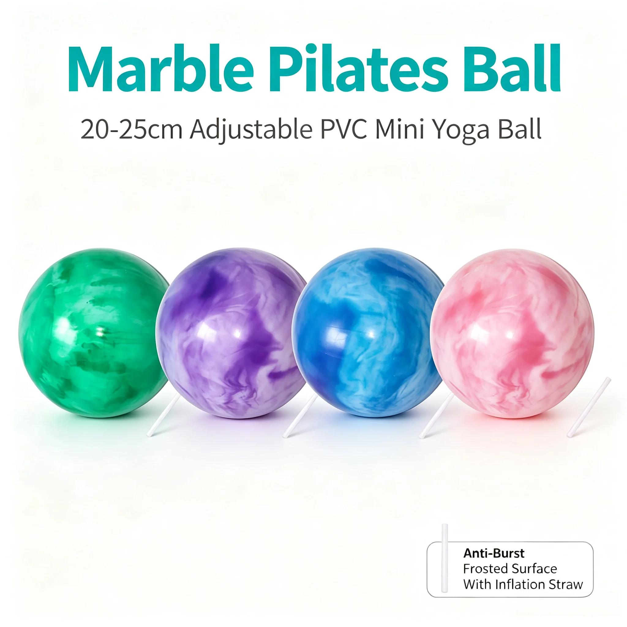Marble Pilates Ball 25cm Anti-Burst PVC Mini Yoga Ball Frosted Small Fitness Exercise Ball for Hip Pelvic Training Gym Workout