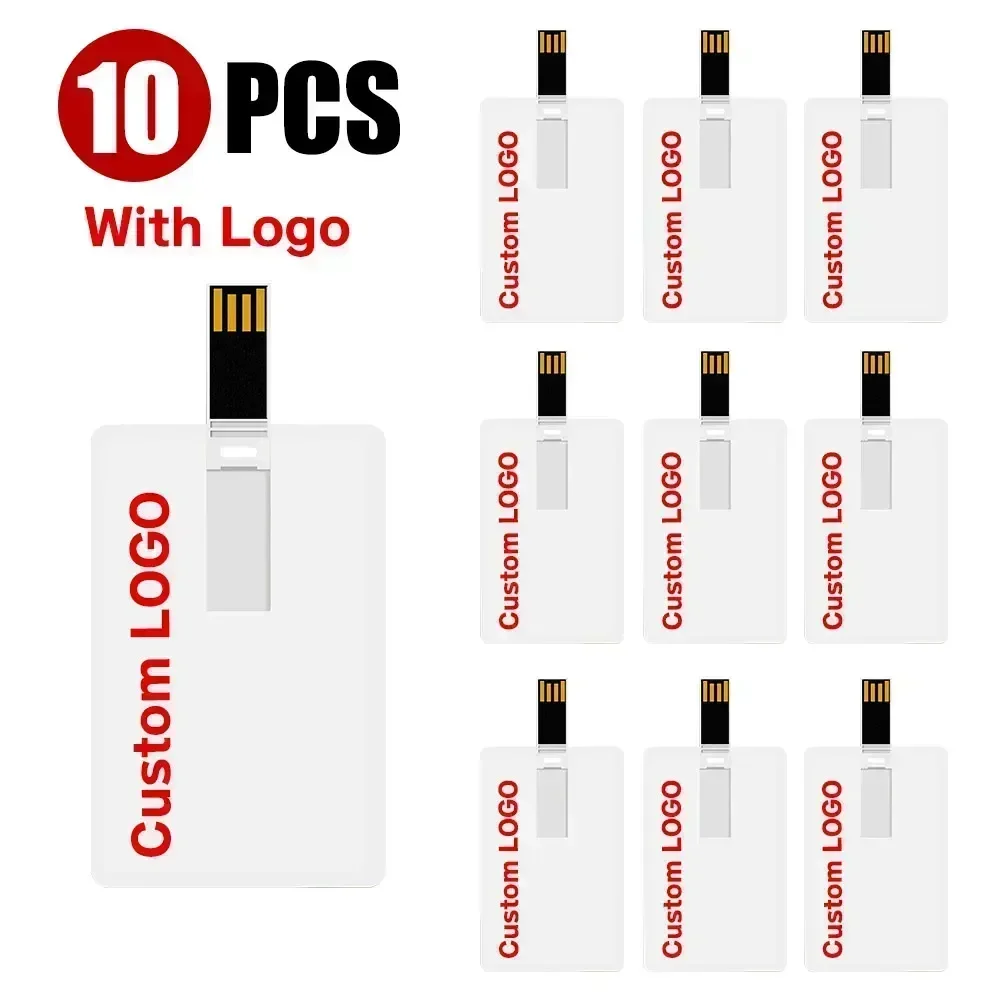 Personalizado USB Flash Drive com logotipo livre, Creative Pendrive, cartão de crédito, logotipo livre, 100% de capacidade, 4GB, 8GB, 16GB, 32GB, 10 PCs por lote, qualidade superior