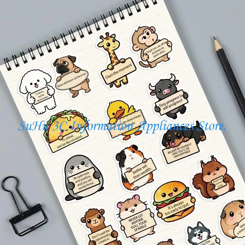  100Pcs None Toxic Animal Face Decals PVC Scratch Proof Laptop Skin Stickers