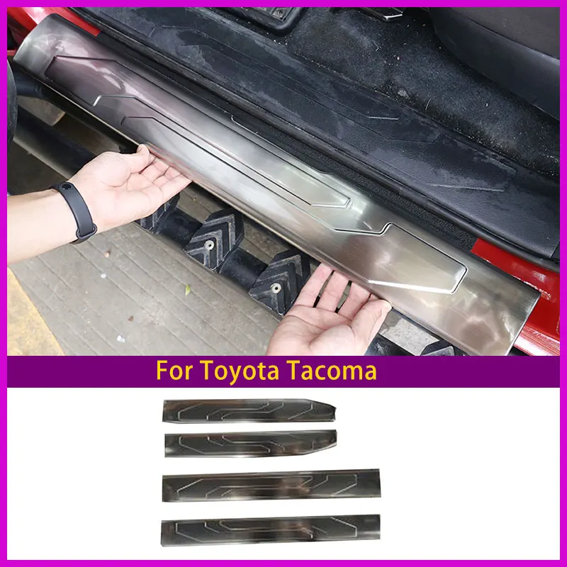 

For Toyota Tacoma 2016-2020 Car Accessories Built-In Threshold Strip Stainless Steel Sliver 4-piece Set