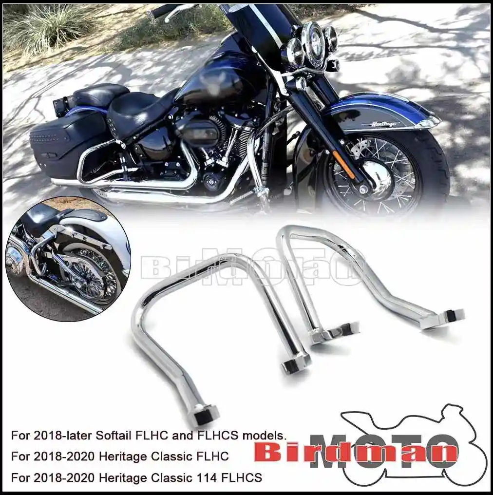

Motorcycle Rear Saddlebag Guard Protection Crash Bar Engine Guard For Harley Softail Heritage Classic FLHC FLHCS 114 2018-up