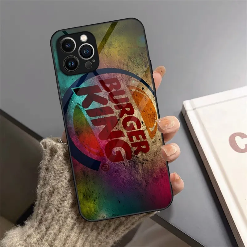 Burger King Logo Phone Case Tempered Glass For IPhone 13 14 12 11 Pro XS Max Plus Mini X XR 8 7 6s SE2020 Cover