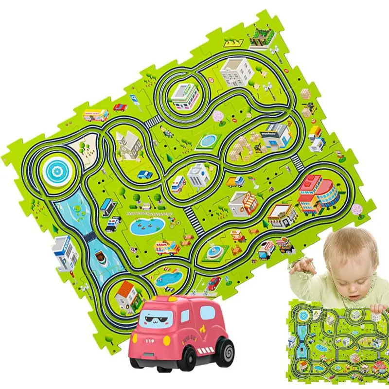 Educational Puzzle Track Burr Free Puzzle Board Track Electric Race Car Track Toy Kids Monetsori Construction Learning Toys