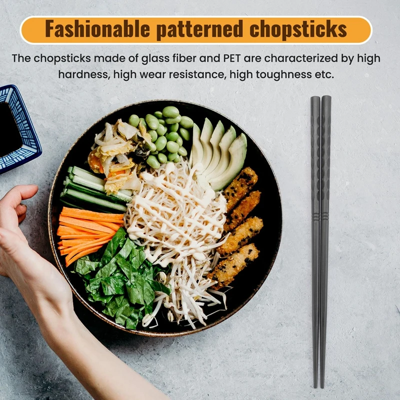 chopsticks Fiberglass Chopsticks Set Reusable Dishwasher-Safe Chopsticks for Home Restaurant Housewarming (10 Pairs)