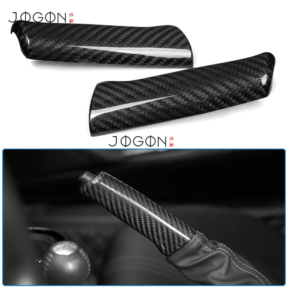 

For Fiat 124 Abarth 124 2016-2025 2Pcs Dry Carbon Fiber Car Interior Parking Hand Brake Leaver Cover Trim Accessories