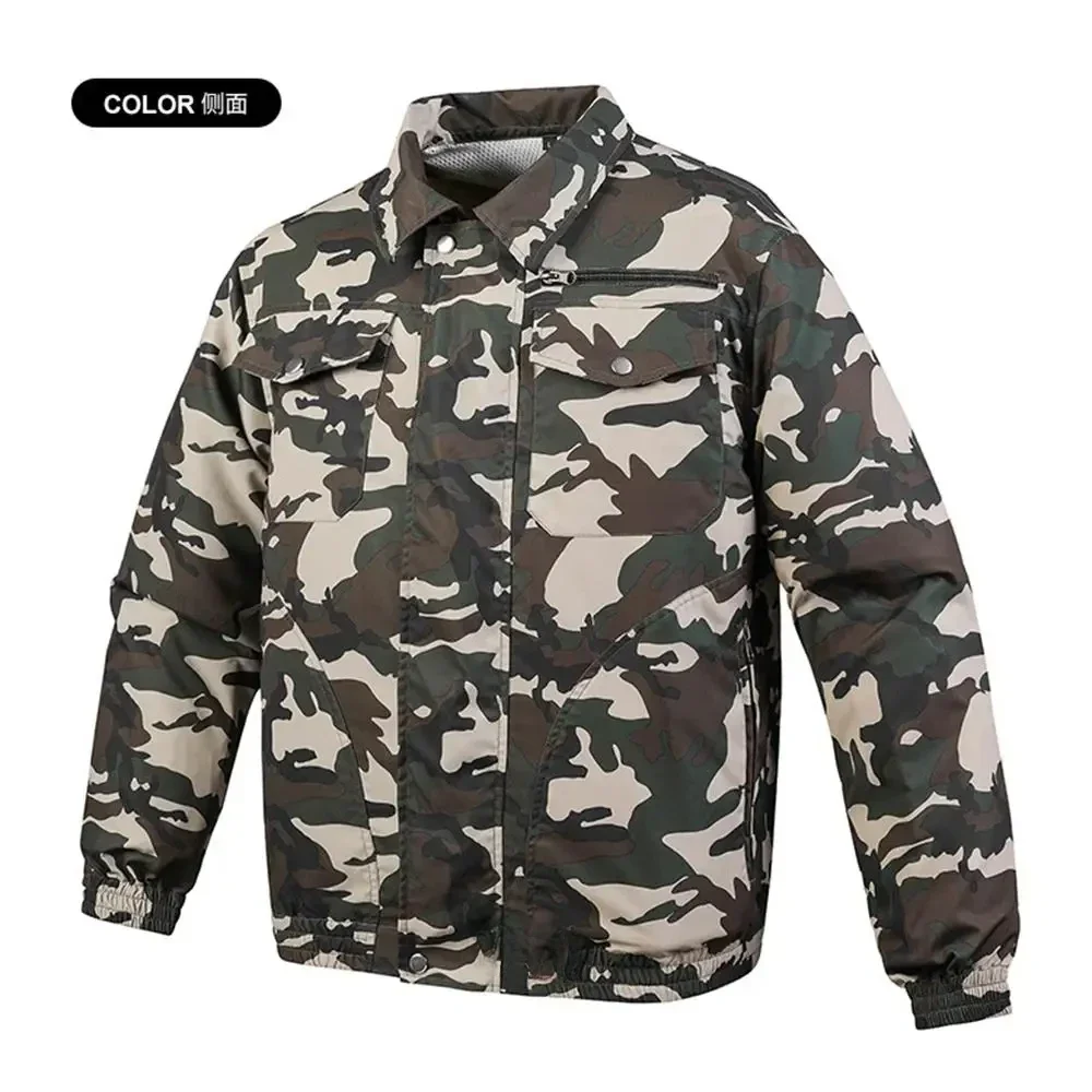 Ropa de trabajo para hombre, chaqueta con ventilador, carga USB, traje de aire acondicionado, abrigo fresco de camuflaje para verano, S-5XL, 2024