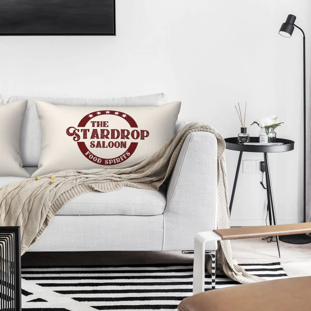 The Stardrop Saloon Pub Logo Stardew Valley Burgundy Logo Rectangle Linen Pillowcase Cover Bedroom Home Comfort Throw Pillow