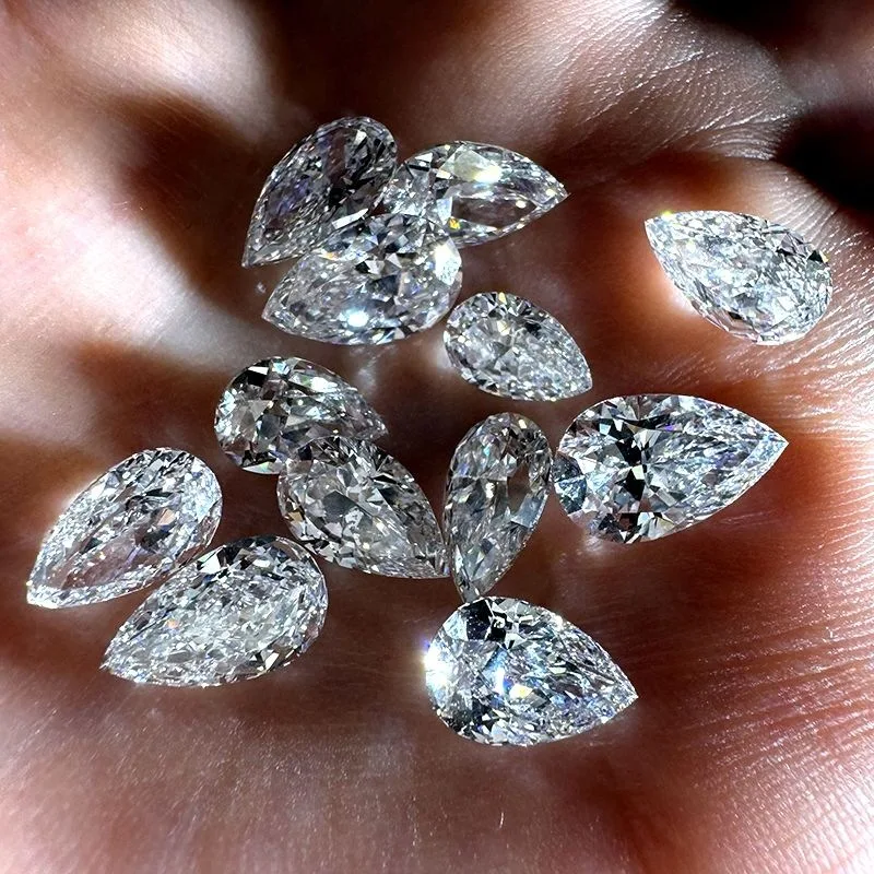 

Artificial diamond pear-shaped cultivated moissanite laboratory jewelry ring synthetic diamond loose diamond LXLZ