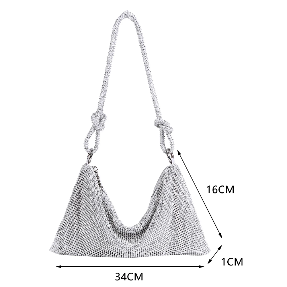 حقيبة يد مسائية بأحجار الراين للنساء لحفلات العشاء وحفلات الزفاف وحقائب كتف تحت الإبط للنساء #6