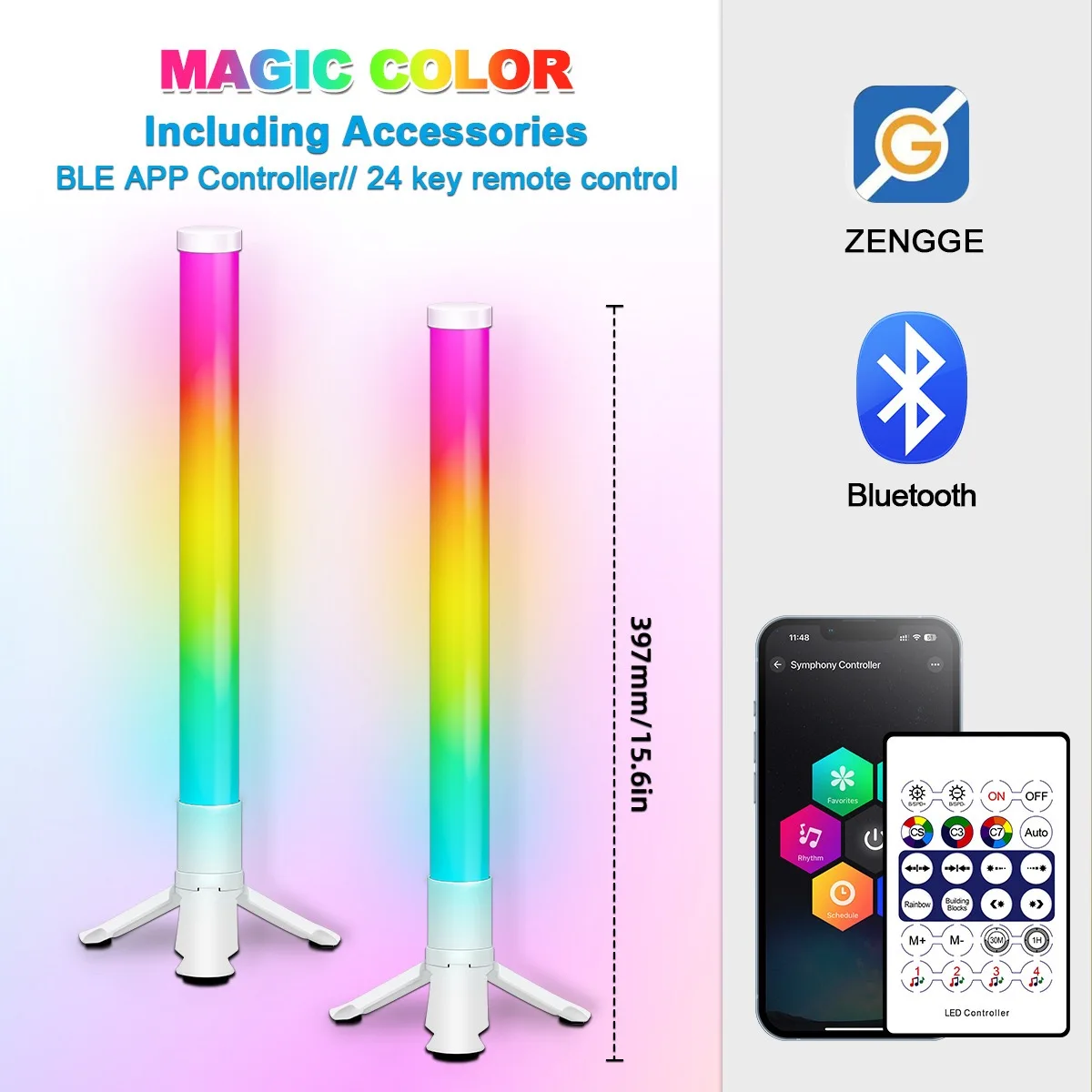 ไฟตั้งโต๊ะไร้สายสีสันสดใส LED ข้างแสง USB ขับเคลื่อนแสงโดยรอบ RGB สมาร์ทเสียงรถกระบะบรรยากาศโคมไฟ