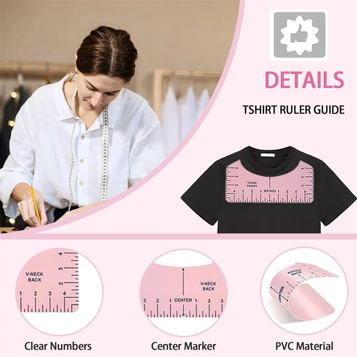 A83Z مجموعة واحدة من أدوات قميص التسامي لمحاذاة الفينيل، وسادة حرارية من السيليكون، دليل مسطرة القميص لـ HTV Vinyl، Craft B #4