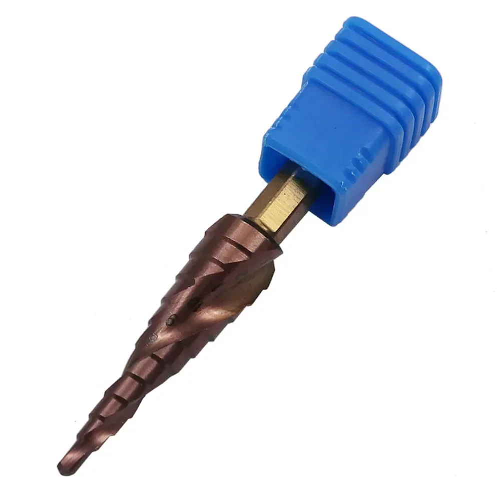 HSS-Co M35 Cobalt Step Drill Bit 3-13mm Step Drill 6.35mm Hex Shank Double-Edged Spiral Groove Ladder Drill Hand Tools