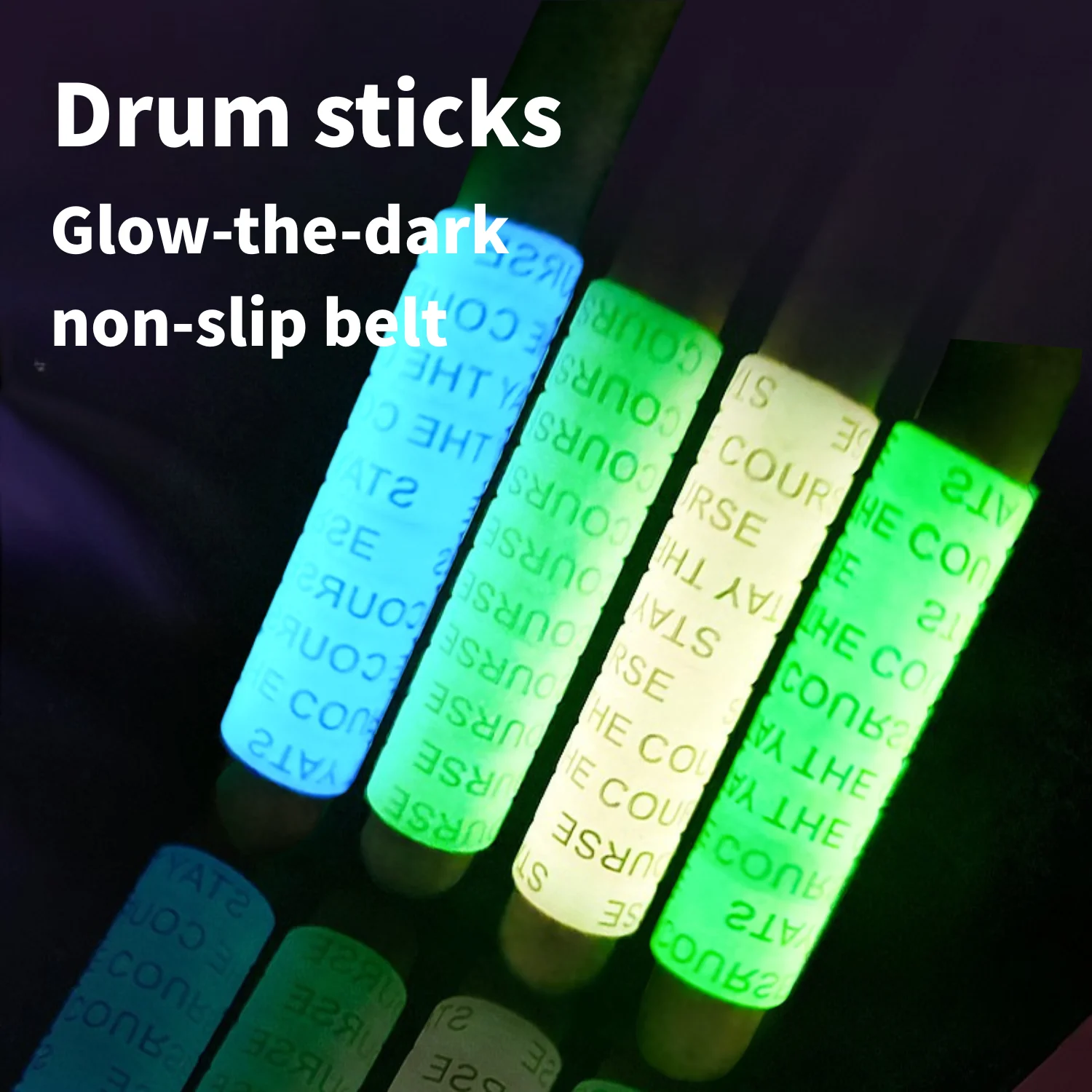 

1 pack of glow-in-the-dark drum stick anti-slip sleeve (1 contains 10 pcs), suitable for 5A/7A/5B kinds of drum sticks