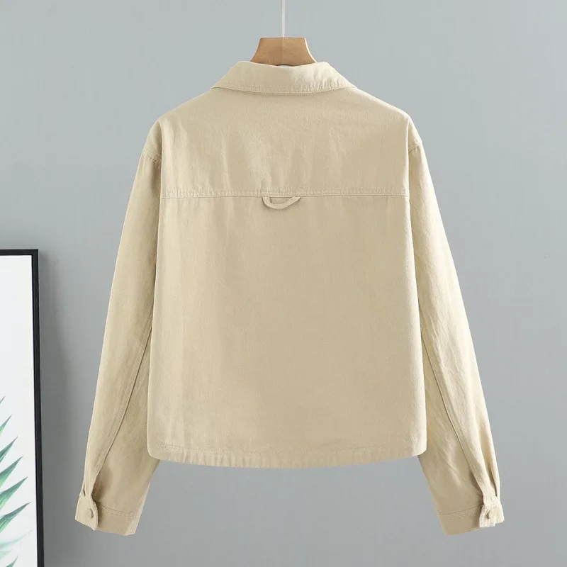 

Джинсовое пальто большого размера, женское летнее ажурное трикотажное ультракороткое верхнее белье, воздушная одинаковая одежда с карманами три четверти, минималистичный шик