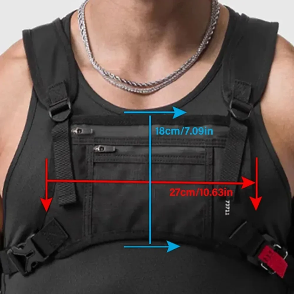 Taktische Sport-Brusttasche, Verstellbare Multitaschen-Laufweste, Leichte Outdoor-Fitness-Handyhalter-Westentasche – Detail 3