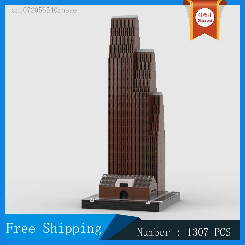 

MOC Urban Architecture Street View Energy Center Scale Model Building Block Assembly 1:650 Collection Series Toy Gifts