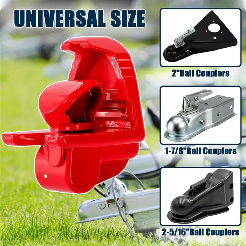 Trailer Hitch Locks with Keys Universal Size Fits 1-7/8 2-5/16 2 Inch Ball Hitch Lock Coupler Adjustable Tongue Lock