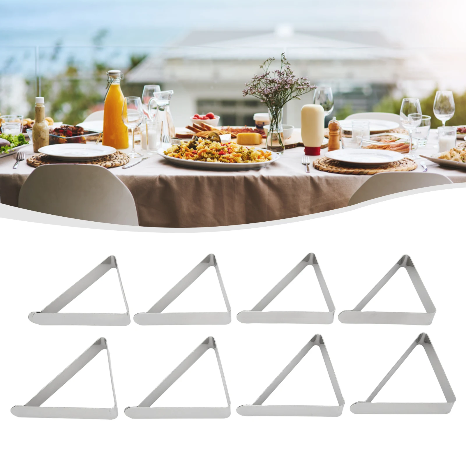 Brand New High Quality Material Table Cloths Clip Picnic Wedding Light Weight Party Set Of 8 Silver Tablecloth