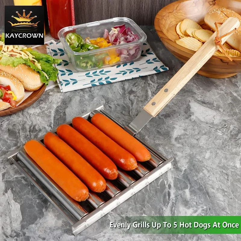 

Hot Dog Roller for Grill, Stainless Steel Sausage Roller Rack BBQ Hot Dog Griller for Evenly Cooked Hot Dog Capacity