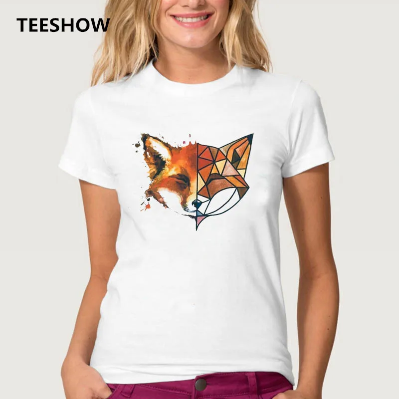 Women Tshirts Fox Paint Cute Fashion Summer Tee Clothes t shirts women Casual Print letter Woman Female T-shirt Short Sleeve Top